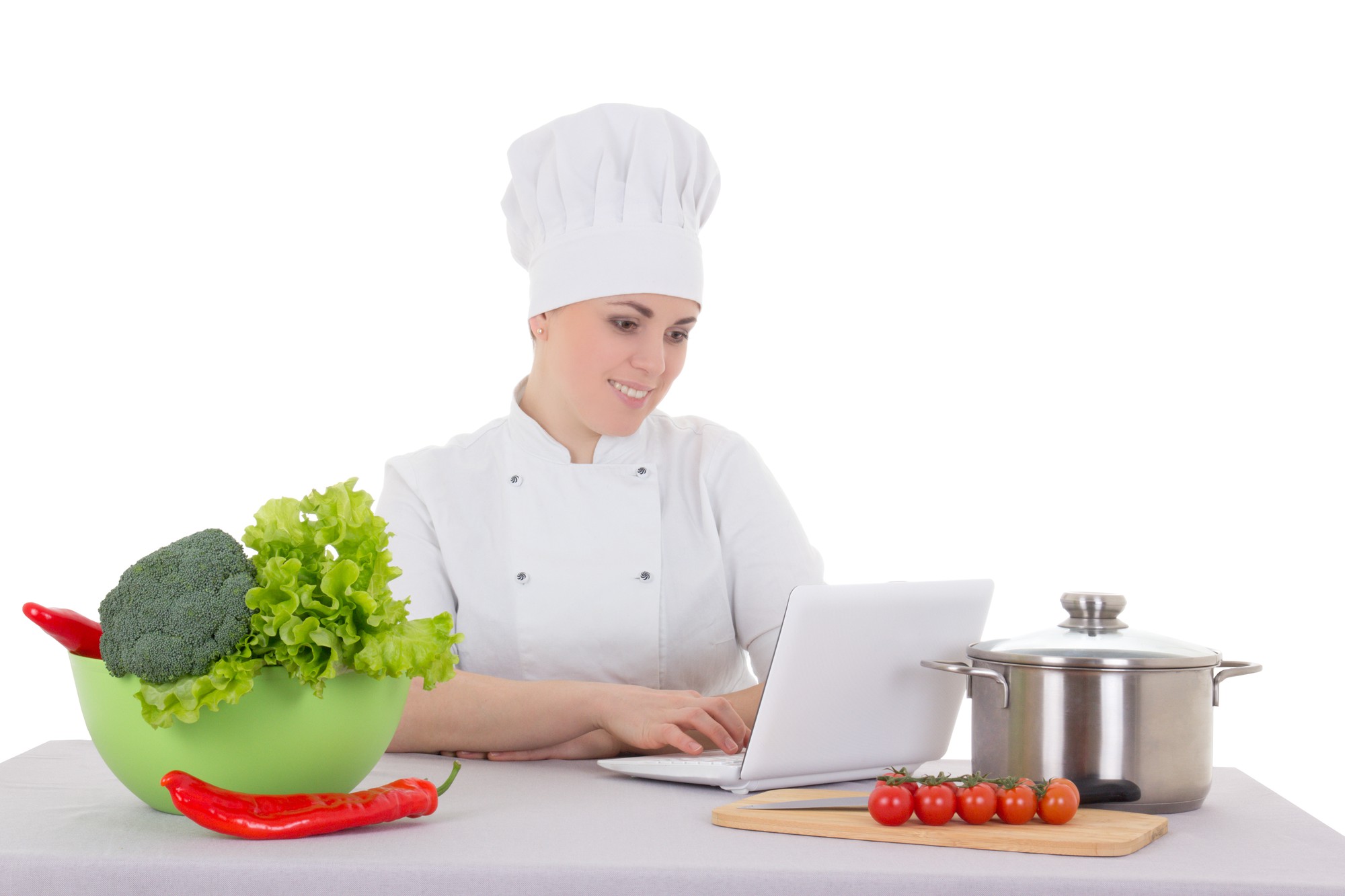 Chef teaching a small online cooking class